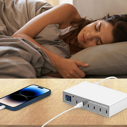 OEM WLX-X6P állomás töltő, 140W, 3A, 6 x USB-C, Ezüst