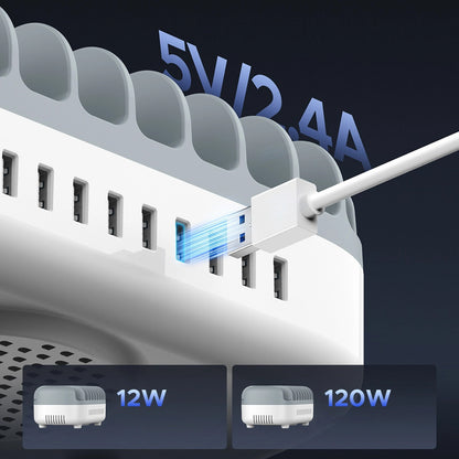 Orico DUK-10P-V1 Charging Station, 120W, 2.4A, 10 x USB-A, White