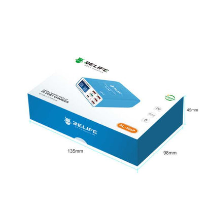 Relife RL-304P töltőállomás, 40W, 3A, 1 x USB-C - 5 x USB-A, Kék