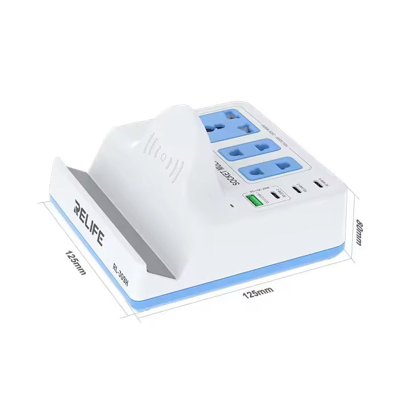 Relife RL-309H QI állomás töltő, 72W, 1 x USB-A - 3 x USB-C, Fehér