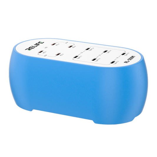 Relife RL-309M töltőállomás, 72W, 10 x USB-C, Kék
