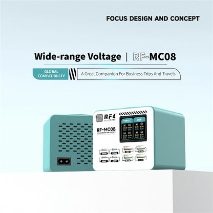 RF4 RF-MC08 állomás töltő, 150W, 5A, 4 x USB-A - 4 x USB-C, Türkiz