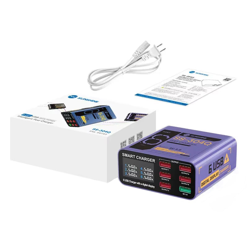 Sunshine SS-304Q töltőállomás, 30W, 3.5A, 6 x USB-A, Lila