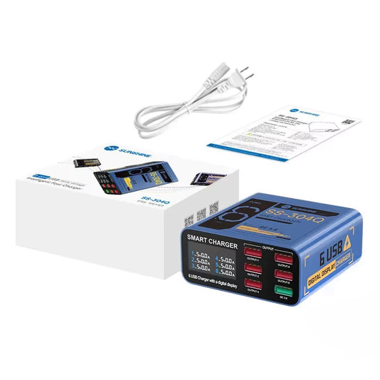Sunshine SS-304Q töltőállomás, 30W, 3.5A, 6 x USB-A, Kék