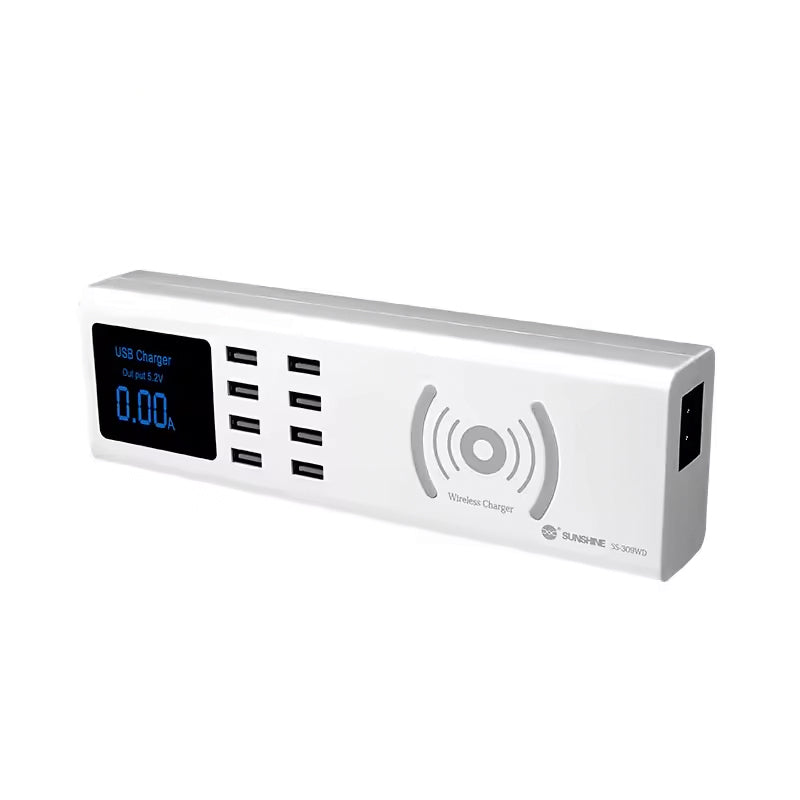 Sunshine SS-309WD QI töltőállomás, 40W, 2.4A, 8 x USB-A, Fehér