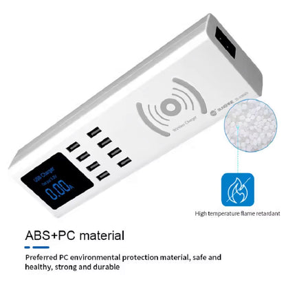 Sunshine SS-309WD QI töltőállomás, 40W, 2.4A, 8 x USB-A, Fehér