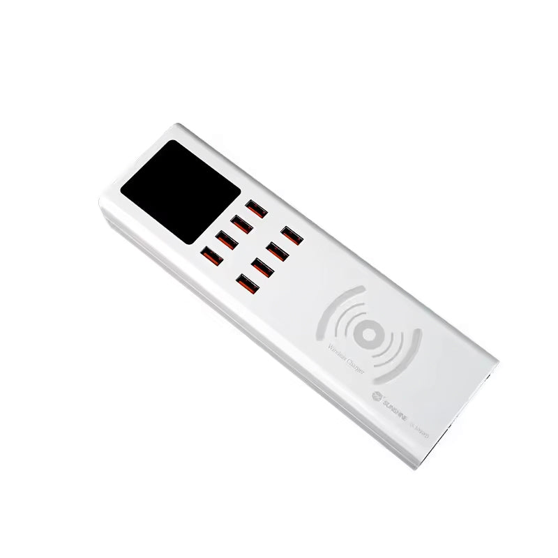 Sunshine SS-309WD QI töltőállomás, 40W, 2.4A, 8 x USB-A, Fehér
