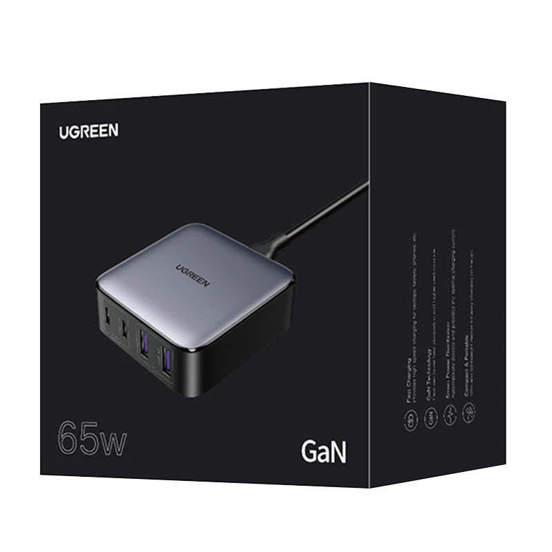 UGREEN CD327 Nexode töltőállomás, 65W, 3.25A, 2 x USB-A - 2 x USB-C, Fekete
