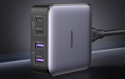 UGREEN CD327 Nexode töltőállomás, 65W, 3.25A, 2 x USB-A - 2 x USB-C, Fekete