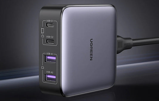 UGREEN CD327 Nexode töltőállomás, 65W, 3.25A, 2 x USB-A - 2 x USB-C, Fekete