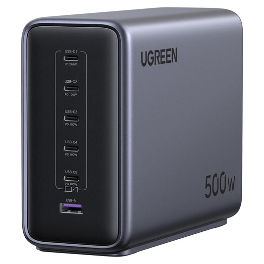 UGREEN Nexode X759 (55550B) töltőállomás, 500W, 5A, 1 x USB-A - 5 x USB-C, szürke