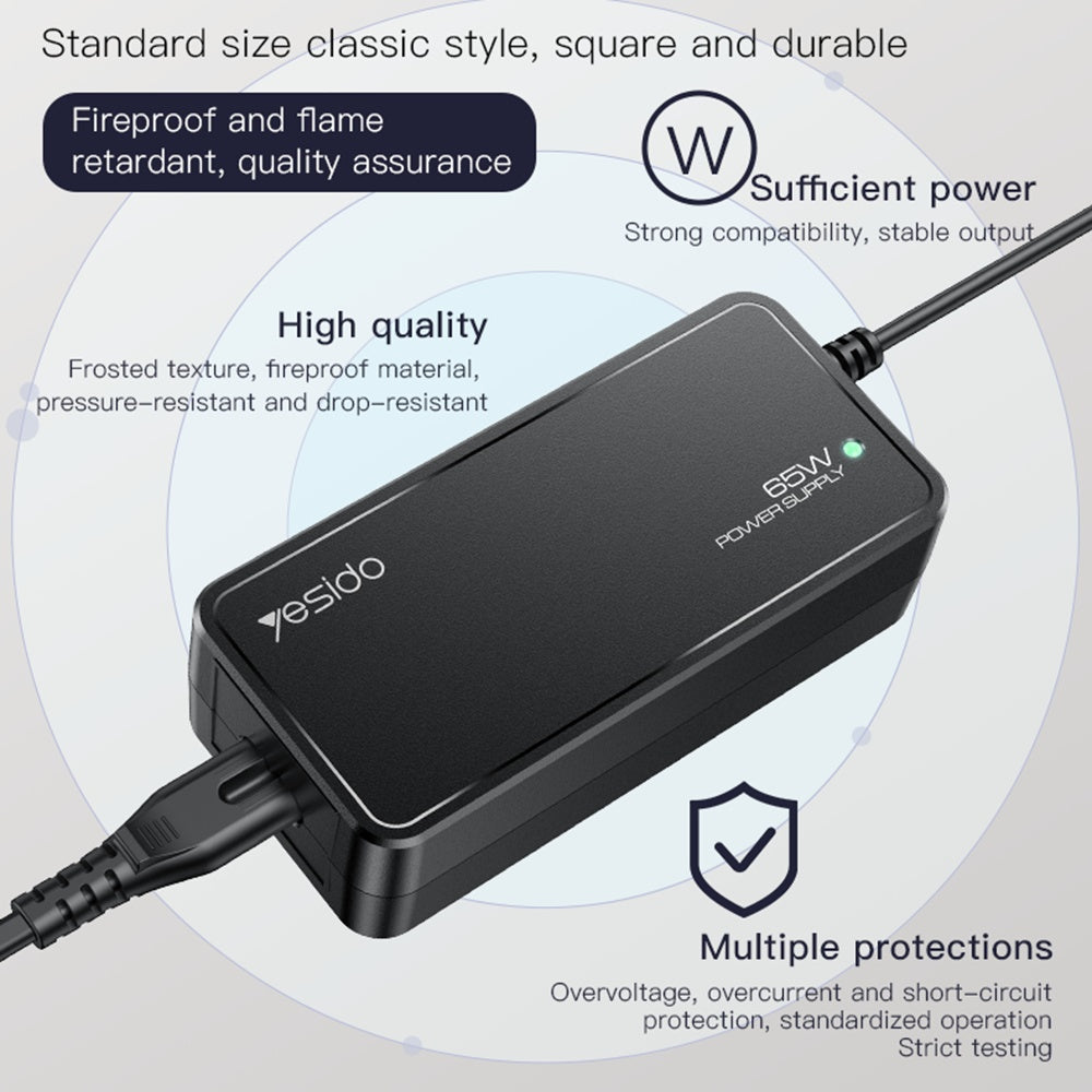 Yesido CG11E töltő, 65W, univerzális, fekete