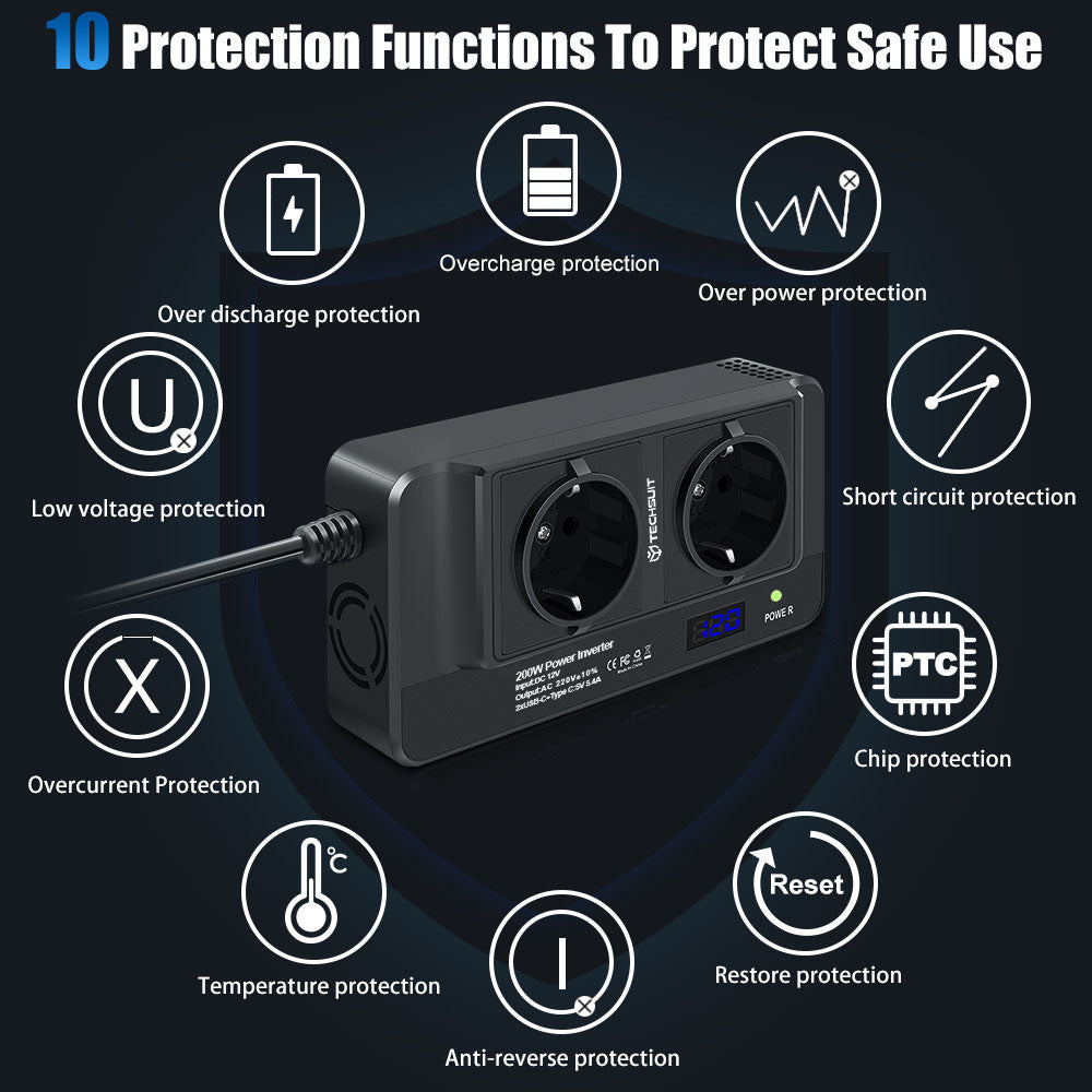 Auto Elektromos Inverter Techsuit PowerDriveX, 200W