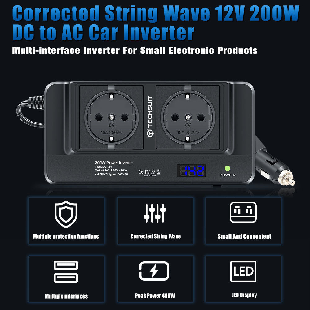 Auto Elektromos Inverter Techsuit PowerDriveX, 200W