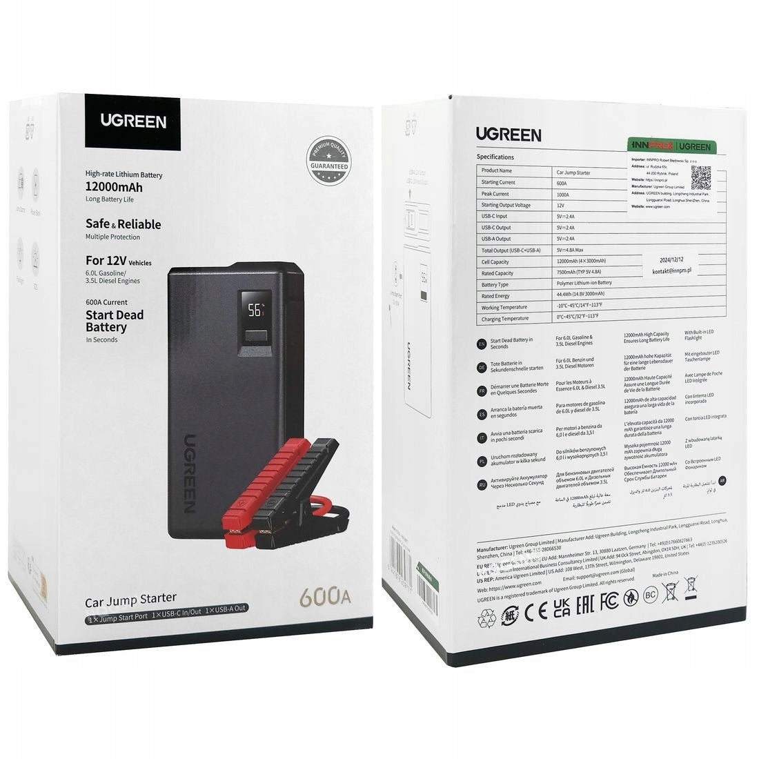 UGREEN ES702 Autós Ugróindító, 1000A