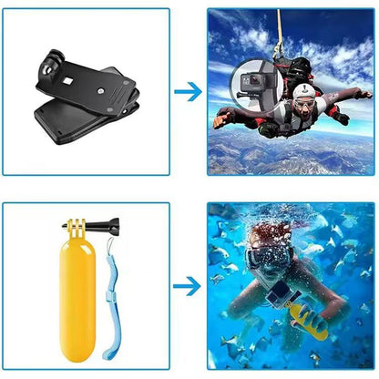 Techsuit SA15 sportkamera kiegészítőkészlet GoPro / SJCAM sorozathoz, 15 az 1-ben, fekete