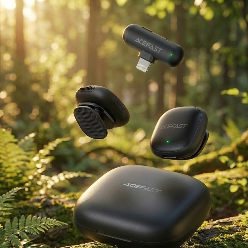 Acefast R1 lavalier mikrofon, Lightning, 2 darabos készlet, Fekete