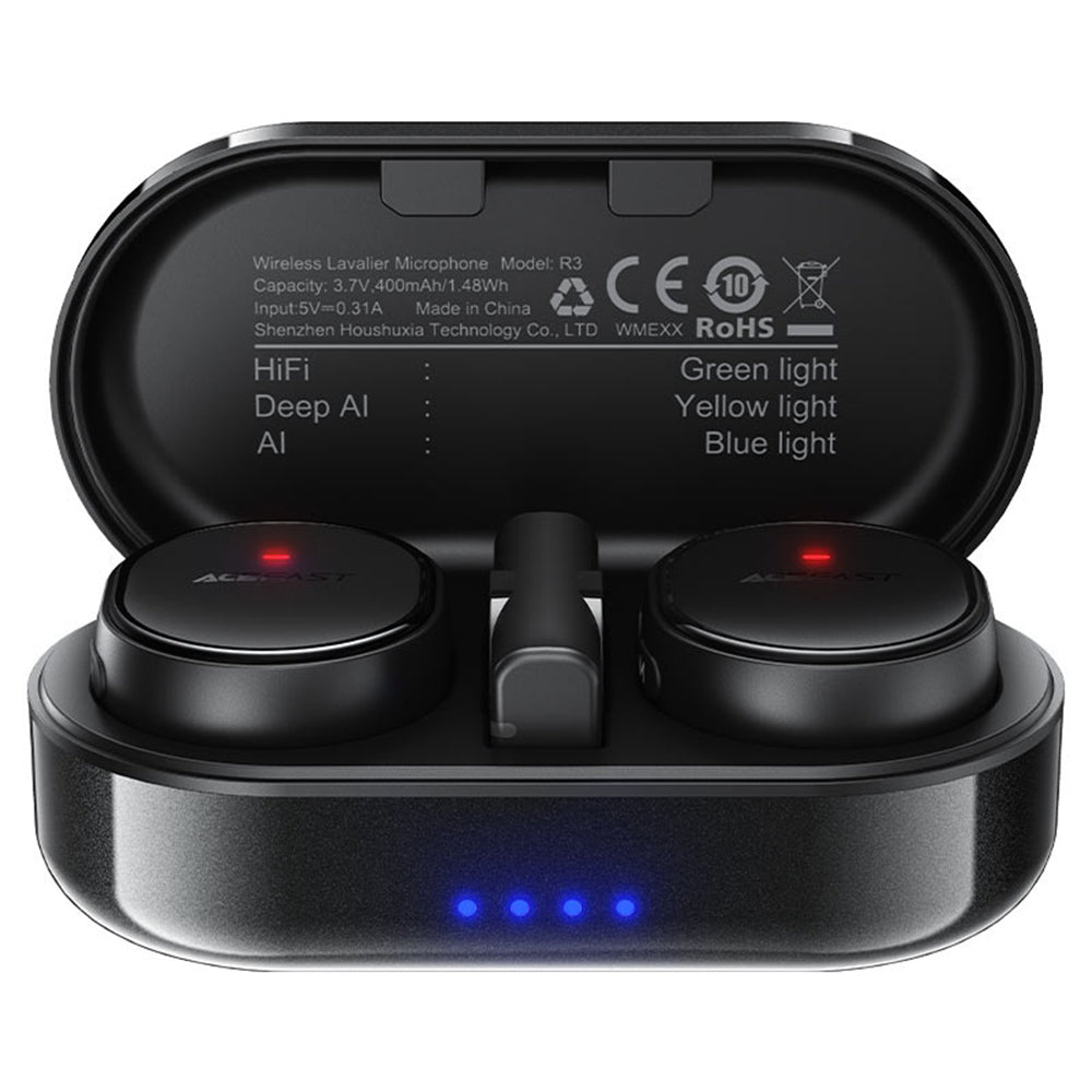 Acefast R3 lavalier mikrofon, USB-C, 2 darabos készlet, Fekete