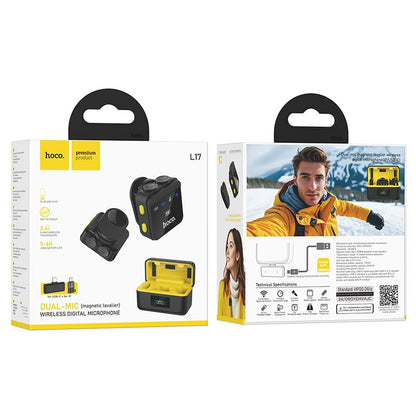 HOCO L17 jelvény mikrofon, USB-C / Lightning, 2 darabos készlet, Fekete