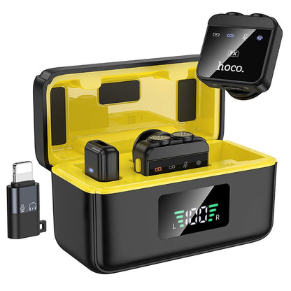 HOCO L17 jelvény mikrofon, USB-C / Lightning, 2 darabos készlet, Fekete