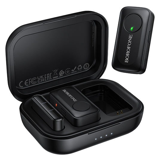 Borofone BFK17 Lemai Lavalier mikrofon, USB-C, 2 darabos készlet, Fekete