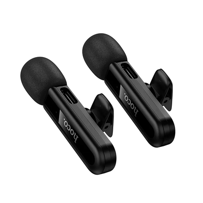 HOCO L20A lavalier mikrofon, USB-C / Lightning, 2 darabos készlet, Fekete