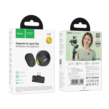 HOCO L21 lavalier mikrofon, USB-C, fekete