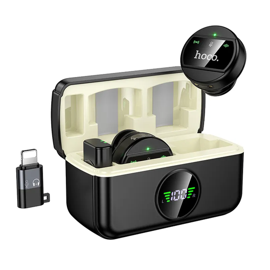 HOCO L22 lavalier mikrofon, USB-C / Lightning, 2 darabos készlet, Fekete