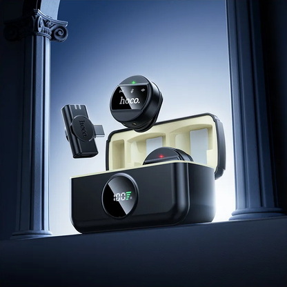 HOCO L22 lavalier mikrofon, USB-C / Lightning, 2 darabos készlet, Fekete