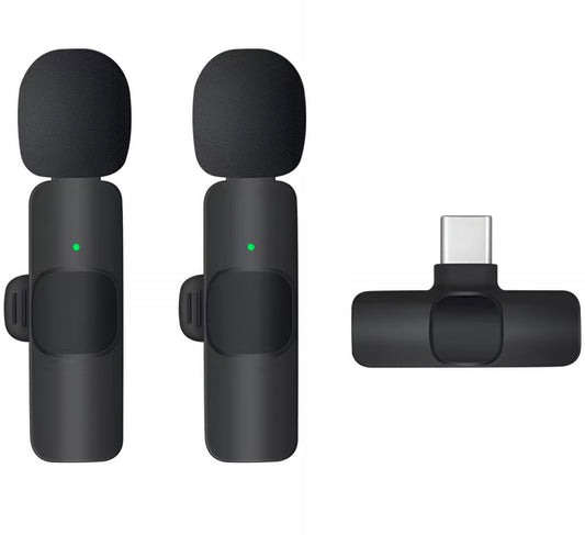 OEM K1 Lavalier mikrofon, USB-C, 2 darabos készlet, Fekete
