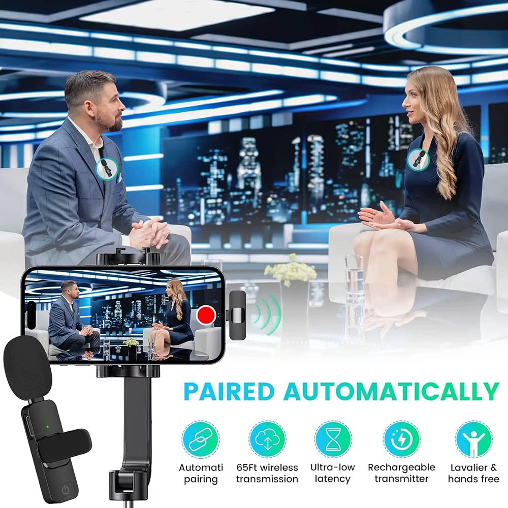 Techsuit LW2 Lavalier mikrofon, USB-C, 2 darabos készlet, Fekete