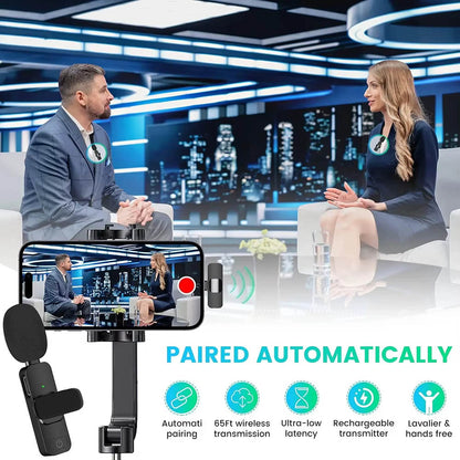 Techsuit LW2 Lavalier mikrofon, USB-C, 2 darabos készlet, Fekete