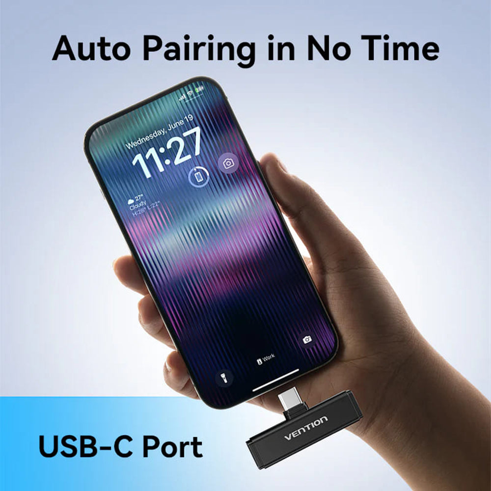 Vention Clip-On mikrofon, USB-C, 2 darabos készlet, Fekete