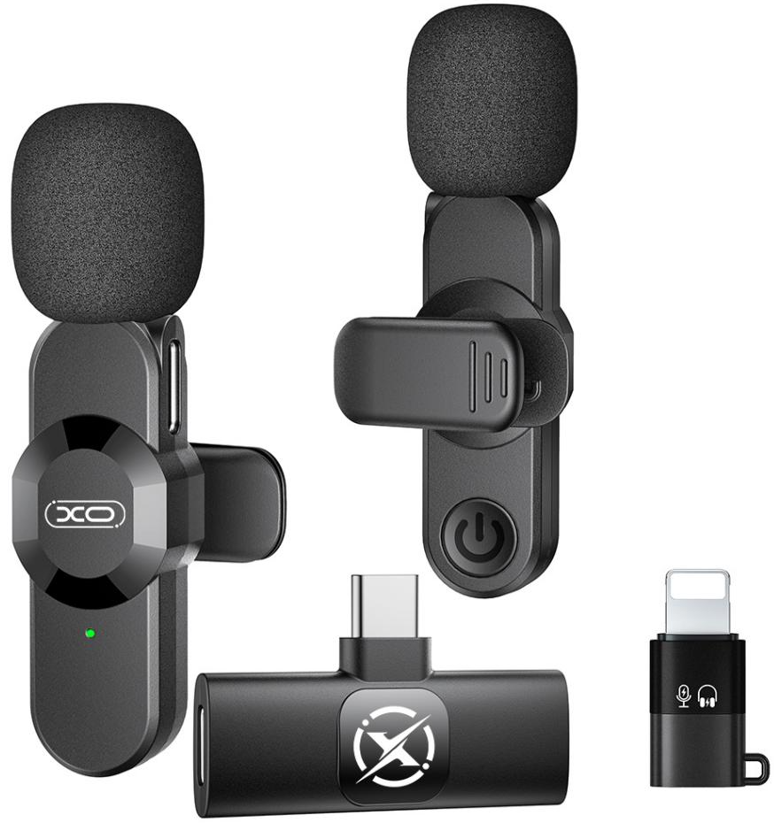 Lavaliera XO Design MC14 Dual, USB-C / Lightning, 2 darabos készlet, Fekete