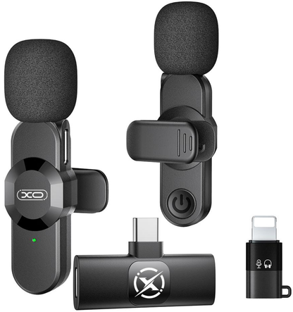 Lavaliera XO Design MC14 Dual, USB-C / Lightning, 2 darabos készlet, Fekete
