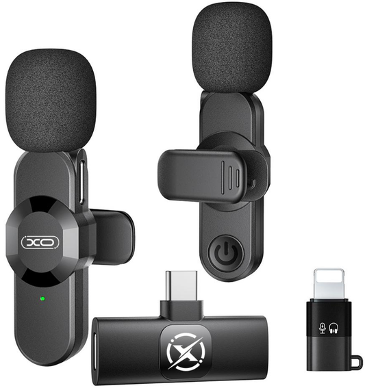 Lavaliera XO Design MC14 Dual, USB-C / Lightning, 2 darabos készlet, Fekete