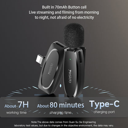 Yesido KR15 Lavalier, USB-C / Lightning, Set of 2 pieces, Black
