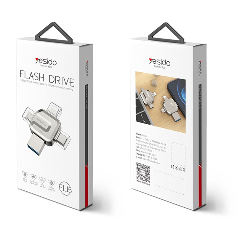 Külső Memória USB-A 3.0 / Lightning / USB-C / microUSB Yesido FL15, 64Gb