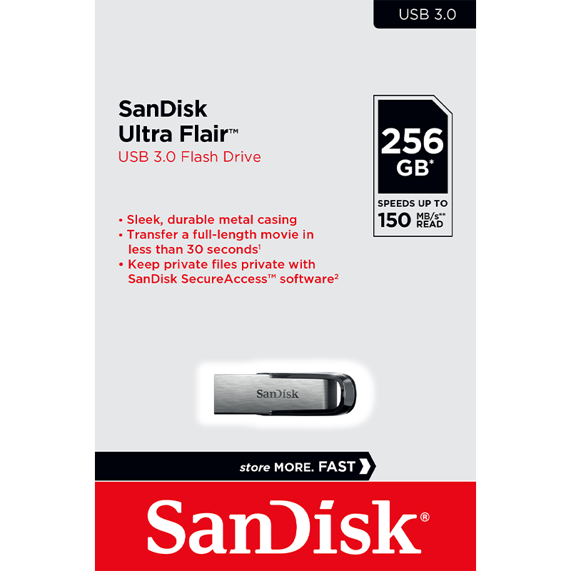 Külső memória USB-A 3.0 SanDisk Ultra Flair, 256Gb SDCZ73-256G-G46