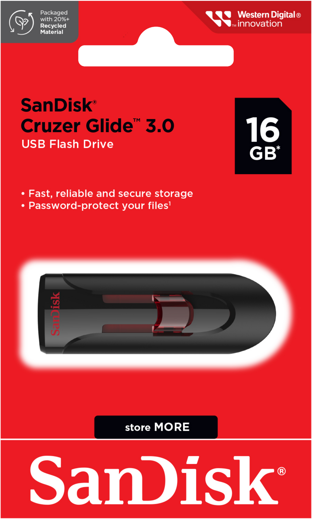 Külső Memória USB-A 3.0 SanDisk Cruzer Glide, 16Gb SDCZ600-016G-G35