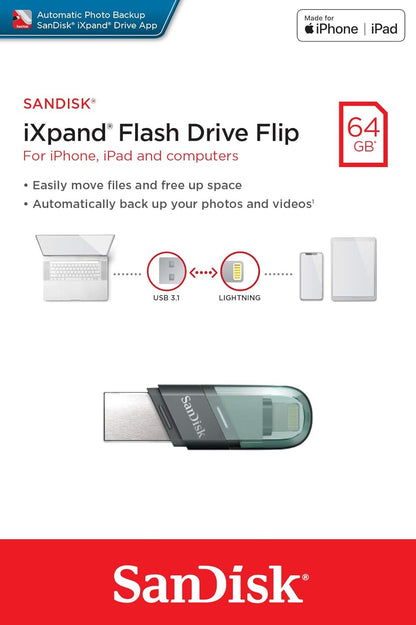 Külső Memória USB-A 3.1 / Lightning SanDisk iXpand Flip, 64Gb SDIX90N-064G-GN6NN