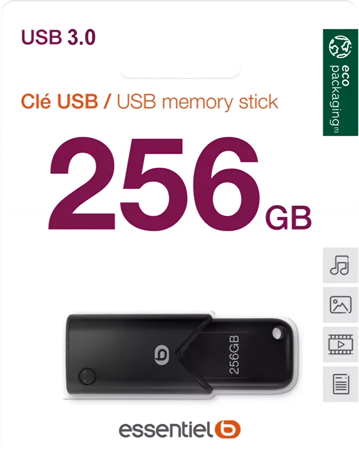 Essentiel-B B120 USB-A 3.2 Külső memória, 256Gb EKMMD256123EB