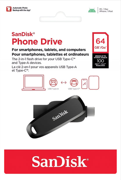 Külső Memória USB-A 3.2 / USB-C SanDisk Phone Drive, 64Gb SDDDC6-064G-G46