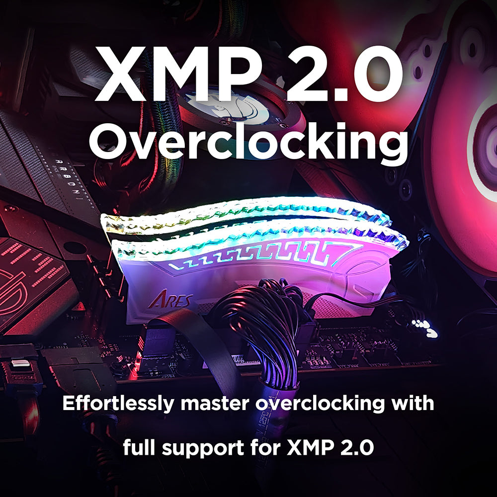 Dato Ares Armor RAM Memory, DDR4, RGB, 2 x 8GB, 3600Mhz, CL18, White AMRGB8GX216G36W