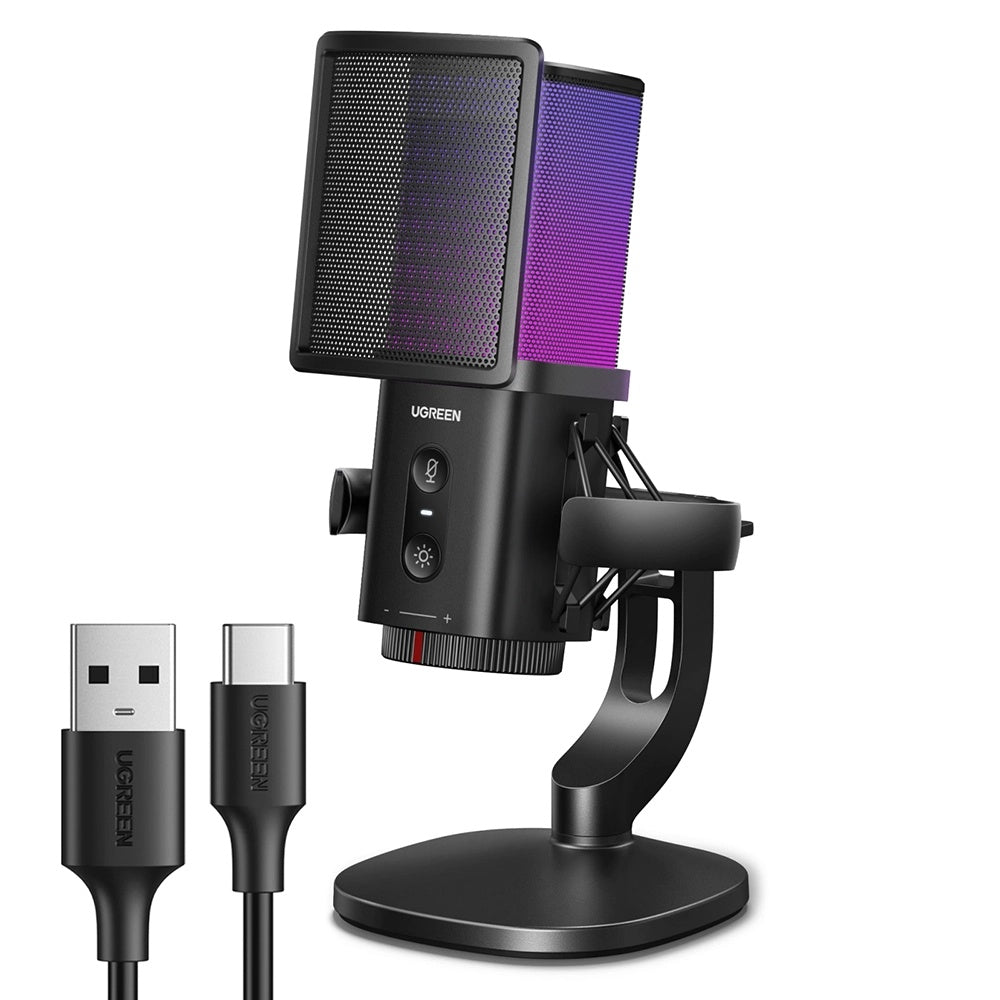 UGREEN CM581 (65629) kardioid mikrofon, RGB, USB-C, 1.5m, Fekete