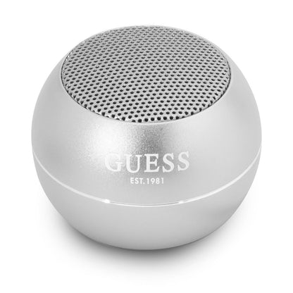 Guess hordozható Bluetooth hangszóró, 3W, ezüst színű