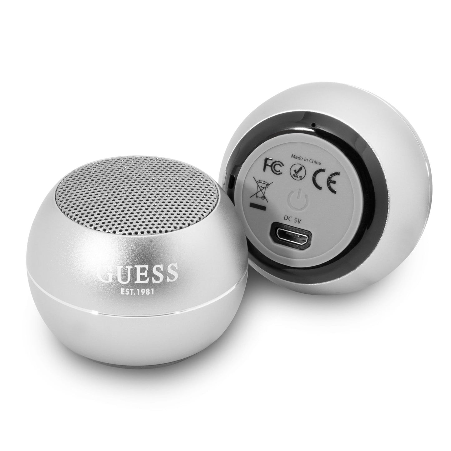 Guess hordozható Bluetooth hangszóró, 3W, ezüst színű