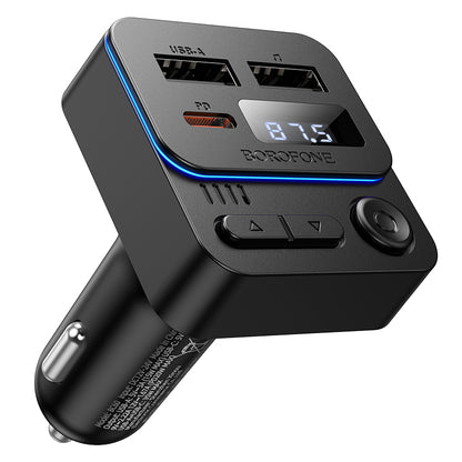 FM Bluetooth modulátor Borofone BC60 Hero, 2 x USB-A - 1 x USB-C