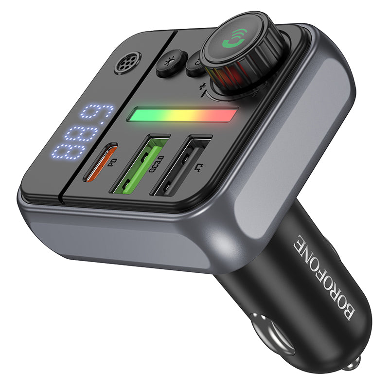 FM Bluetooth modulátor Borofone BC50 Ascenso, 2 x USB-A - 1 x USB-C