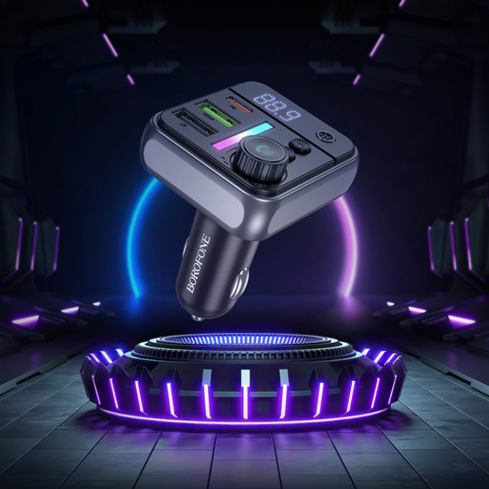 FM Bluetooth modulátor Borofone BC50 Ascenso, 2 x USB-A - 1 x USB-C